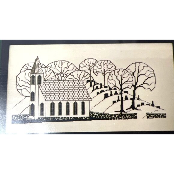"Simply Old-Fashioned" Cross Stitch Pattern Church & Trees Design Pattern - Picture 1 of 3